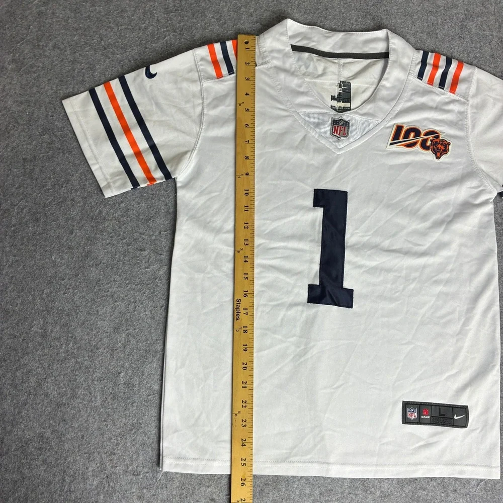 Nike Chicago Bears NFL 100th Anniversary Jersey Youth Large Justin Fields White